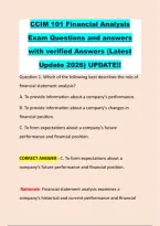 CCIM 101 Financial Analysis &NewLine;Exam Questions and answers &NewLine;with verified Answers &lpar;Latest &NewLine;Update 2026&rpar; UPDATE&excl;&excl;