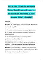 CCIM 101 Financial Analysis &NewLine;Exam Questions and answers &NewLine;with verified Answers &lpar;Latest &NewLine;Update 2026&rpar; UPDATE&excl;&excl; 