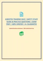 Asbestos Training Quiz &vert; Safety Study Guide & Practice Questions &vert; Exam Prep &vert; 100&percnt; Verified &vert; A&plus; Guarantee