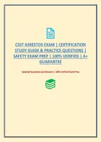 Csst Asbestos Exam &vert; Certification Study Guide & Practice Questions &vert; Safety Exam Prep &vert; 100&percnt; Verified &vert; A&plus; Guarantee