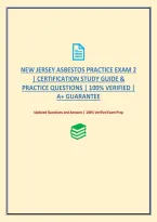 New Jersey Asbestos Practice Exam 2 &vert; Certification Study Guide & Practice Questions &vert; 100&percnt; Verified &vert; A&plus; Guarantee
