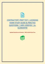 Contractor's Prep Test &vert; Licensing Exam Study Guide & Practice Questions &vert; 100&percnt; Verified &vert; A&plus; Guarantee