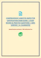 Comprehensive Asbestos Inspector Certification Exam Guide &vert; Study Review & Practice Questions &vert; 100&percnt; Verified &vert; A&plus; Guarantee