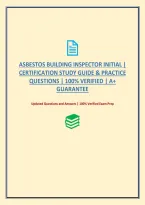 Asbestos Building Inspector Initial &vert; Certification Study Guide & Practice Questions &vert; 100&percnt; Verified &vert; A&plus; Guarantee