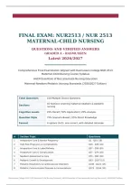 NUR 2513 Maternal-Child Nursing Final Exam 2026&sol;2027 &vert; Verified Q&A &vert; Graded A &vert; Rasmussen &vert; Pass Guaranteed - A&plus; Graded&NewLine;&NewLine;