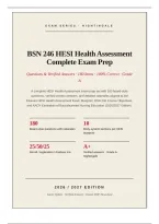 BSN 246 HESI Health Assessment Exam Prep 2026&sol;2027 &vert; Verified Q&A &vert; 100&percnt; Correct &vert; Grade A &vert; Pass Guaranteed - A&plus; Graded&NewLine;&NewLine;
