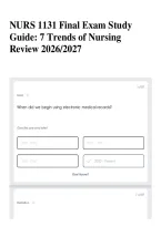 NURS 1131 Final Exam Study Guide&colon; 7 Trends of Nursing Review 2026&sol;2027