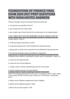 Foundations Of Finance Final Exam 2026-2027 Prep Questions With Highlighted Answers 