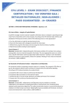 Cfa Level I - Exam 2026&sol;2027 &vert; Finance Certification &vert; 100 Verified Q&A &vert; Detailed Rationales &vert; Ngn-Aligned &vert; Pass Guaranteed &ndash; A&plus; Graded