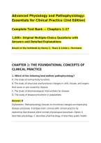 Advanced Physiology and Pathophysiology&colon; Essentials for Clinical Practice &lpar;2nd Edition&rpar;&NewLine;Complete Test Bank &mdash; Chapters 1&ndash;17&NewLine;1&comma;000&plus; Original Multiple-Choice Questions with Answers and Detailed Explanations&NewLine;Based on the textbook by Nancy C&period; Tkacs & Linda 