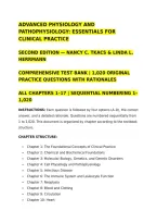 ADVANCED PHYSIOLOGY AND PATHOPHYSIOLOGY&colon; ESSENTIALS FOR CLINICAL PRACTICE&NewLine;SECOND EDITION &mdash; NANCY C&period; TKACS & LINDA L&period; HERRMANN&NewLine;COMPREHENSIVE TEST BANK &vert; 1&comma;020 ORIGINAL PRACTICE QUESTIONS WITH RATIONALES&NewLine;ALL CHAPTERS 1&ndash;17 &vert; SEQUENTIAL NUMBERING 1&ndash;1&comma;020&NewLine;
