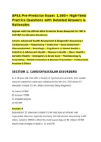 APEA Pre-Predictor Exam&colon; 1&comma;000&plus; High-Yield Practice Questions with Detailed Answers & Rationales&NewLine;Aligned with the Official APEA Predictor Exam Blueprint for FNP & AGPCNP Certification Readiness&NewLine;Covers&colon; Advanced Health Assessment & Diagnostic Reasoning &bull;