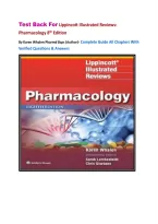 Test Back For Lippincott Illustrated Reviews&colon; Pharmacology 8th Edition&NewLine;By Karen Whalen Pharmd Bcps &lpar;Author&rpar;- Complete Guide All Chapters With Verified Questions & Answers&NewLine;