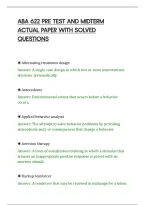 Aba 622 Pre Test And Midterm&NewLine;Actual Paper With Solved&NewLine;Questions