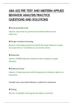 Aba 622 Pre Test And Midterm Applied&NewLine;Behavior Analysis Practice&NewLine;Questions And Solutions