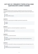 Acct 4421 Ch 1 Frequently Tested Actual Exam&NewLine;Questions With Correct Answers