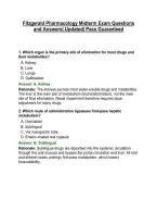 Fitzgerald Pharmacology Midterm Exam Questions and Answers&vert; Updated&vert; Pass Guaranteed