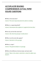 Accuplacer Reading&NewLine;Comprehension Actual Paper&NewLine;Solved Question