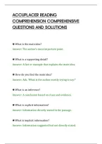 Accuplacer Reading&NewLine;Comprehension Comprehensive&NewLine;Questions And Solutions