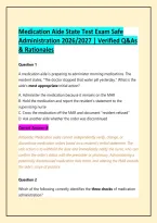 Medication Aide State Test Exam Safe Administration 2026&sol;2027 &vert; Verified Q&As & Rationales