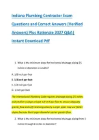 Indiana Plumbing Contractor Exam &NewLine;Questions and Correct Answers &lpar;Verified &NewLine;Answers&rpar; Plus Rationale 2027 Q&A&vert; &NewLine;Instant Download Pdf 