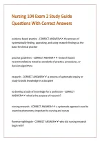 Nursing 104 Exam 2 Study Guide Questions With Correct Answers