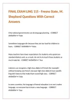 FINAL EXAM LING 115 - Fresno State&comma; M&period; Shepherd Questions With Correct Answers