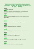 Auburn University Comm 1000 Public Speaking&NewLine;Final Exam Study Guide Updated Questions And&NewLine;Correct Answers
