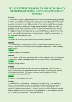 Pre-Assessment Business Law For Accountants&NewLine;&lpar;Qdo1&rpar; &lpar;Pqdo&rpar; Updated Questions And Correct&NewLine;Answers