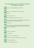 Clep Exam Mktg 301 Test 1 Updated Questions&NewLine;And Correct Answers