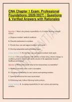 CNA Chapter 1 Exam&colon; Professional Foundations &lpar;2026&sol;2027&rpar; &vert; Questions & Verified Answers with Rationales