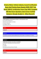 Ontario Motor Vehicle Industry Council Certification Exam And Practice Exam Newest 2026&sol; 2027 Test Bank&vert; OMVIC Certification Exam Prep With Complete 300 Real Exam Questions And Correct Verified Answers&sol; Already Graded A&plus; &lpar;Most Recent&excl;&excl;&rpar;&NewLine;