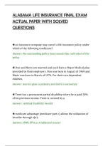 Alabama Life Insurance Final Exam&NewLine;Actual Paper With Solved&NewLine;Questions