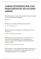 Alabama Life Insurance Final Exam&NewLine;Review Question Set With Accurate&NewLine;Answers