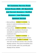 Nrf Customer Service Exam &NewLine;Actual Exam 2026 &vert; All Questions &NewLine;And Correct Answers &vert; Verified &NewLine;Answers &vert; Just Released &vert; &NewLine;Updated Version 