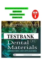 Test Bank for Dental Materials&colon; Foundations and Applications 11th Edition by Powers John & Wataha John