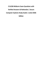 CS 6238 Midterm Exam Questions with &NewLine;Verified Answers & Rationales &vert; Secure &NewLine;Computer Systems Study Guide &vert; Latest 2026 &NewLine;Edition 