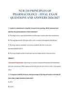 Nur 210 Principles Of&NewLine;Pharmacology - Final Exam&NewLine;Questions And Answers 2026&sol;2027