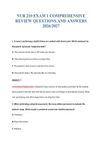 Nur 210 Exam 1 Comprehensive&NewLine;Review Questions And Answers&NewLine;2026&sol;2027