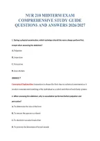 Nur 210 Midterm Exam&NewLine;Comprehensive Study Guide&NewLine;Questions And Answers 2026&sol;2027
