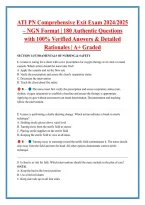 ATI PN Comprehensive Exit Exam 2024&sol;2025 &ndash; NGN Format &vert; 180 Authentic Questions &NewLine;with 100&percnt; Verified Answers & Detailed &NewLine;Rationales &vert; A&plus; Graded 