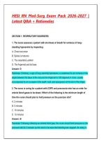 HESI RN Medical-Surgical Nursing Exam Pack 2026&sol;2027 &ndash; 200 Practice Questions & Answers with Detailed Rationales &vert; Complete Med-Surg Study Guide
