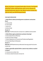 Illinois Auctioneer Licensing Examination Practice Test Newest &NewLine;2026&sol;2027 Edition 300 Questions with Correct Answers & &NewLine;Detailed Rationales Based on the Illinois Auction License Act &NewLine;&lpar;225 ILCS 407&rpar; and IDFPR Requirements 