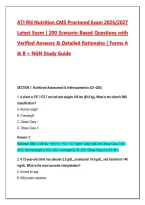 ATI RN Nutrition CMS Proctored Exam 2026&sol;2027 &ndash; 200 Scenario-Based Practice Questions & Answers with Detailed Rationales &vert; Forms A & B &vert; NGN-Informed Study Guide