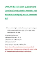 LPN&sol;LVN HESI Exit Exam Questions and &NewLine;Correct Answers &lpar;Verified Answers&rpar; Plus &NewLine;Rationale 2027 Q&A&vert; Instant Download &NewLine;Pdf