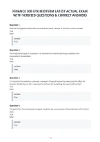 Finance 300 Utk Midterm Latest Actual Exam&NewLine;With Verified Questions & Correct Answers&NewLine;