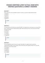 Finance Midterm Latest Actual Exam With&NewLine;Verified Questions & Correct Answers
