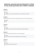 Financial Analysis Quiz Aes Frequently Tested&NewLine;Actual Exam Questions With Correct Answers&NewLine;