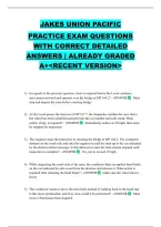 Jakes Union Pacific&NewLine;Practice Exam Questions With Correct Detailed Answers &vert; Already Graded A&plus;<Recent Version>