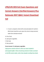 LPN&sol;LVN HESI Exit Exam Questions and &NewLine;Correct Answers &lpar;Verified Answers&rpar; Plus &NewLine;Rationale 2027 Q&A&vert; Instant Download &NewLine;Pdf